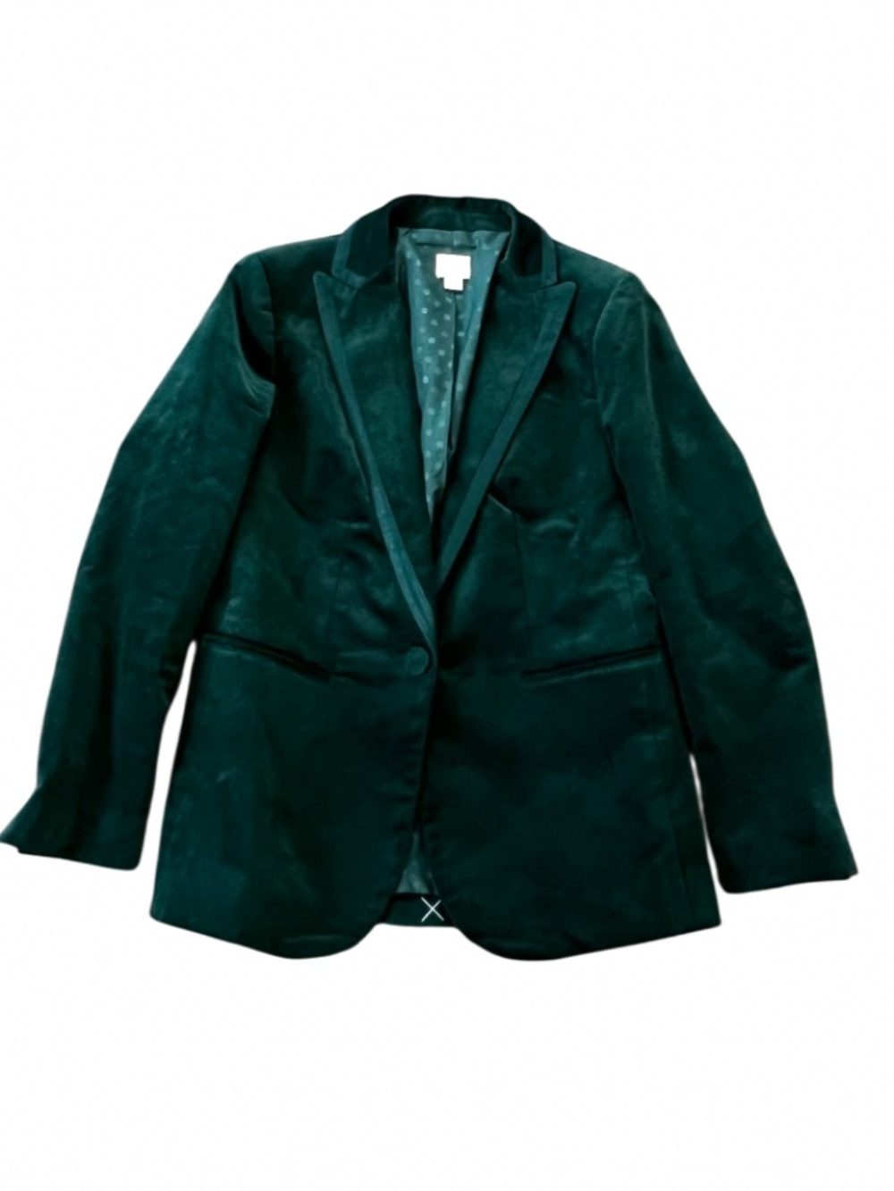 J Crew Dark Green Velvet Blazer With Notch Lapels Size 0P